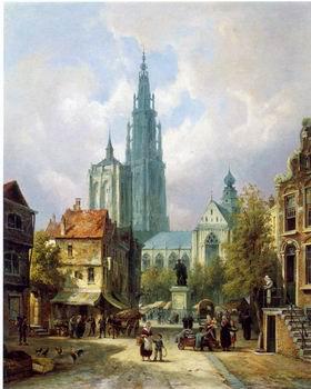 unknow artist European city landscape, street landsacpe, construction, frontstore, building and architecture.073 oil painting picture